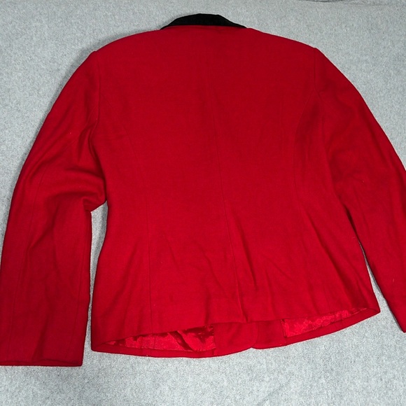 Vintage Red Wool Blazer Jacket Womens Size 8 Christmas Office Career Preppy - Picture 7 of 10